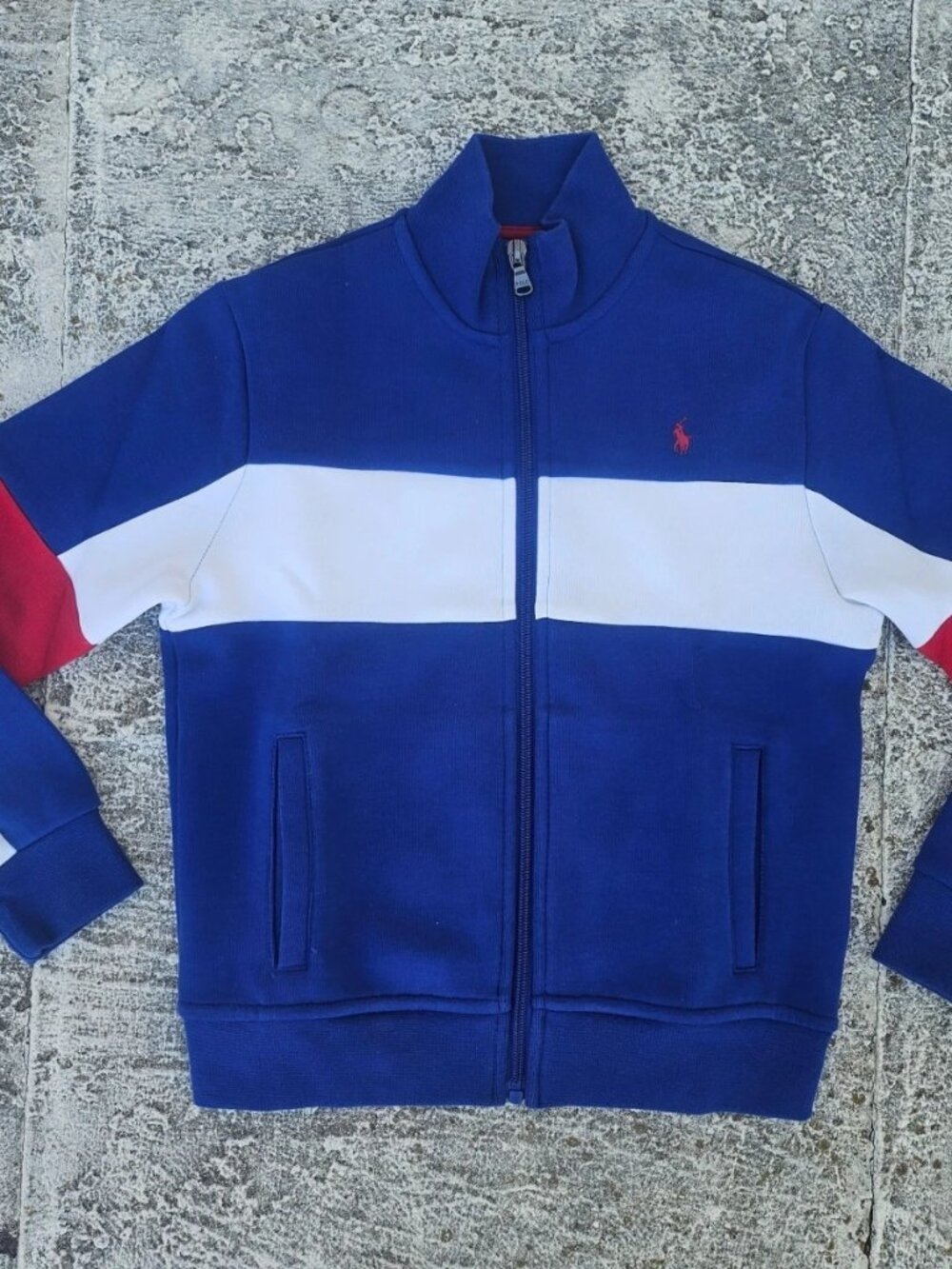 Polo Ralph Lauren Kids Boy Jacket Zip Up Long Sleeve Blue/White/Red Size 7 130